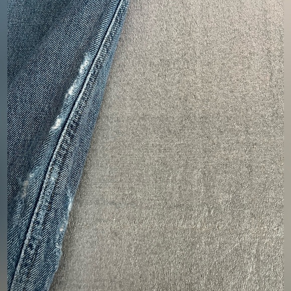 [W24Ins27”]Agolde Feel Good Blue Straight-Leg Button Fly Jeans Distressed Flaw - Picture 7 of 12